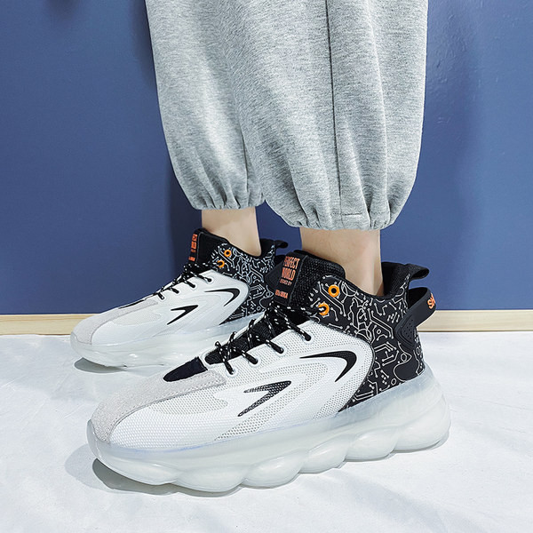 Pantofi de baschet sport pentru bărbați cu șireturi și inscripții