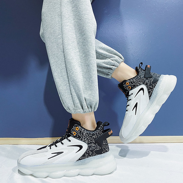 Pantofi de baschet sport pentru bărbați cu șireturi și inscripții