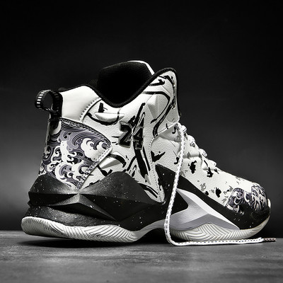 Мъжки високи маратонки с апликация и връзки -баскетболни