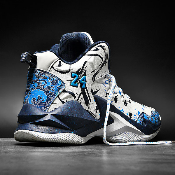 Мъжки високи маратонки с апликация и връзки -баскетболни