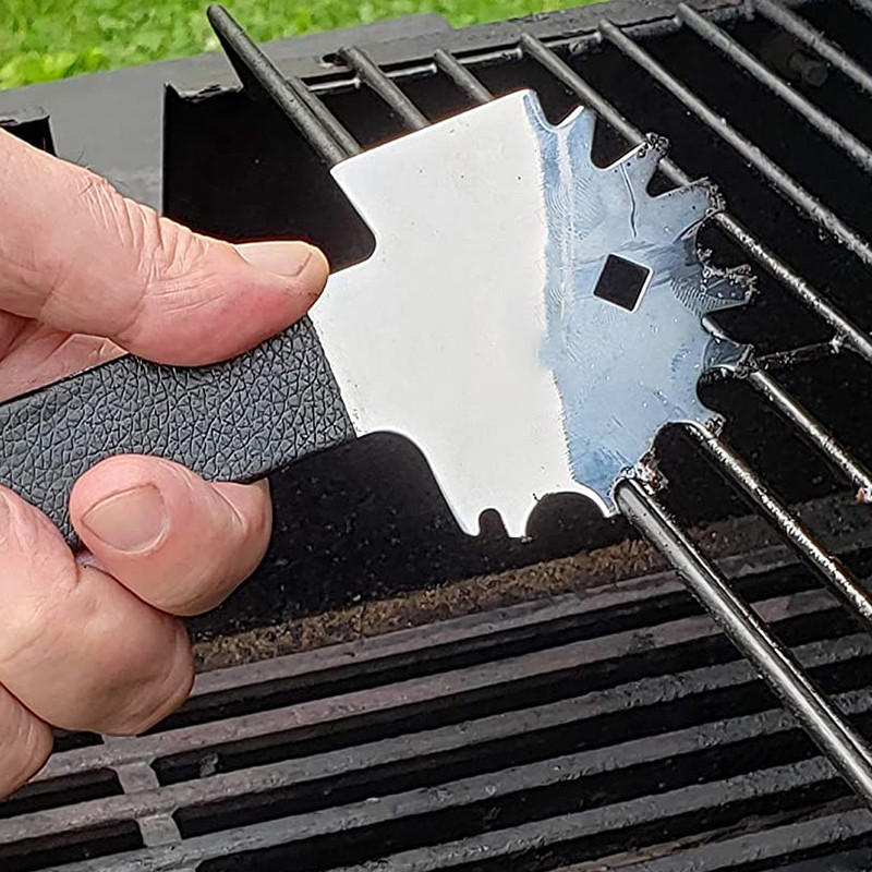 Grila skrāpja rīka BBQ tīrītājs ir piemērots jebkurai grilēšanas režģim vai režģim nerūsējošā tērauda bārbekjū birstes pagarinātais rokturis ar attaisāmo