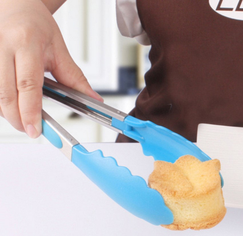 Labākās kvalitātes plastmasas virtuves salātu gatavošanas BBQ knaibles nerūsējošā tērauda roktura trauks