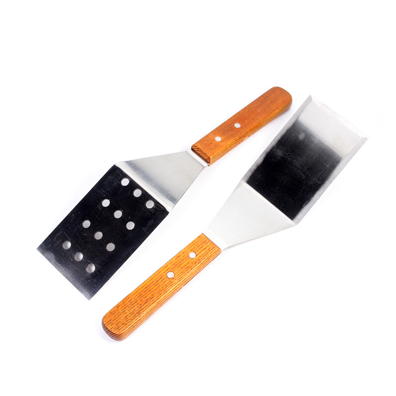 Koka rokturi Lieljaudas hamburgeru virpotājs/lāpstiņa ar griezējmalu, 2,95 collu plats asmens, 11,5 collu grila rīki