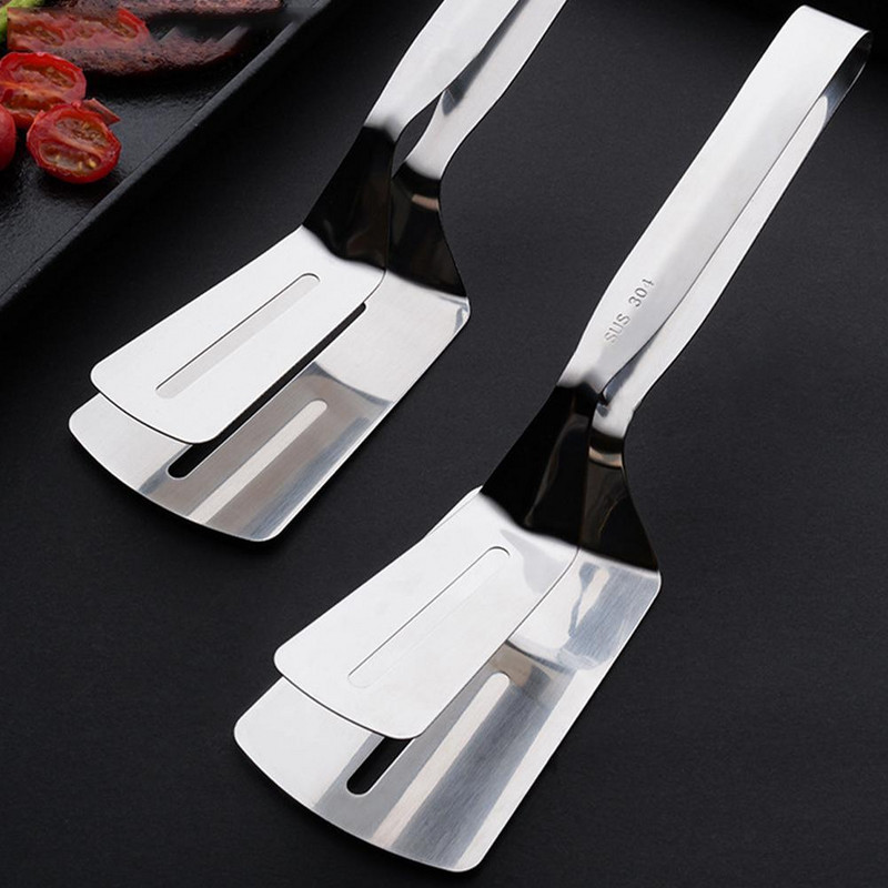 3in1 Gatavošanas steiku skavas Tērauda Virtuves BBQ Maize Gaļas trauks Barbekjū standziņa Cepta steika lāpsta Ceptas zivs skava