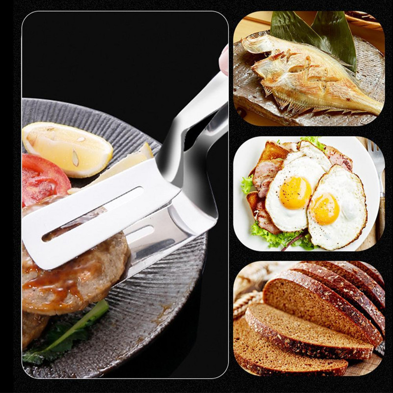 3in1 Gatavošanas steiku skavas Tērauda Virtuves BBQ Maize Gaļas trauks Barbekjū standziņa Cepta steika lāpsta Ceptas zivs skava