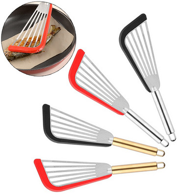 1PC Nonstick Slotted Turner & Fish Spatula Stainless Steel & Silicone Kitchen Cooking Tools Cookware Utensils Heat Resistant