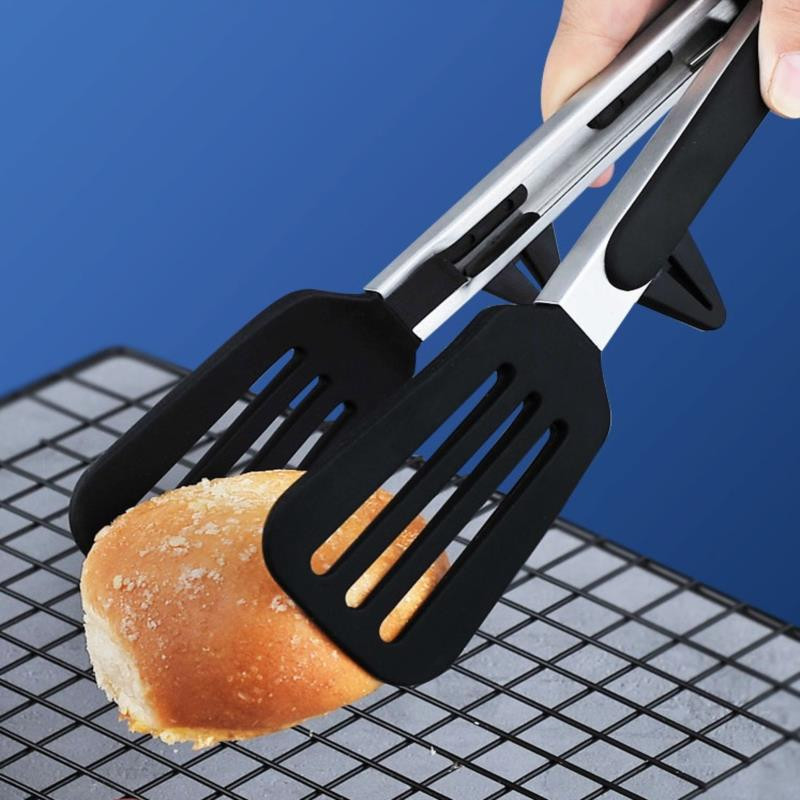 Nerūsējošā tērauda bārbekjū saspraudes Pārtikas knaibles Karstumizturīgas pārtikas saspraudes gatavošanas skava Lāpstiņa Nūdeles saspraude Maizes ceptuves salātu mape