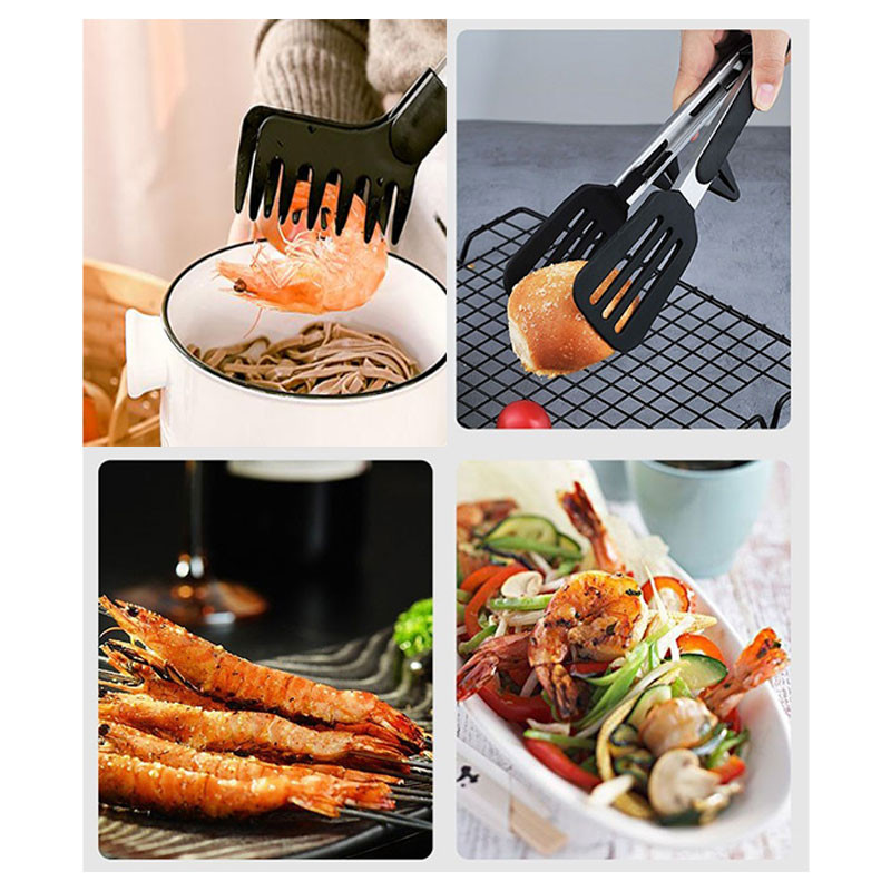 Nerūsējošā tērauda bārbekjū saspraudes Pārtikas knaibles Karstumizturīgas pārtikas saspraudes gatavošanas skava Lāpstiņa Nūdeles saspraude Maizes ceptuves salātu mape