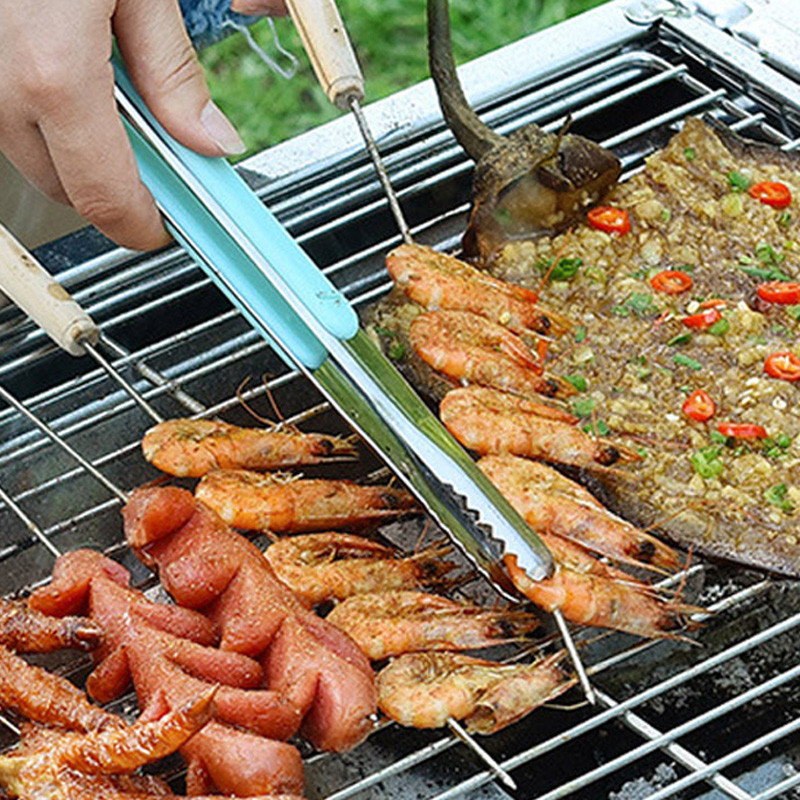 Roostevabast terasest pika käepidemega libisemiskindlad korea grilltangid BBQ leivaklambrid steigiklambrid puhveti kaust grillklambrid grilltangid