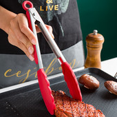 Silikoonist BBQ grilltang salatileiva serveerimistang, mittekleepuv grillklamber, roostevabast terasest tööriist Kööginõud