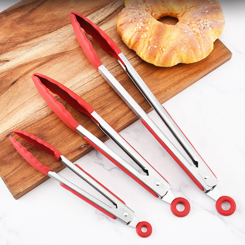 Silikoonist BBQ grilltang salatileiva serveerimistang, mittekleepuv grillklamber, roostevabast terasest tööriist Kööginõud