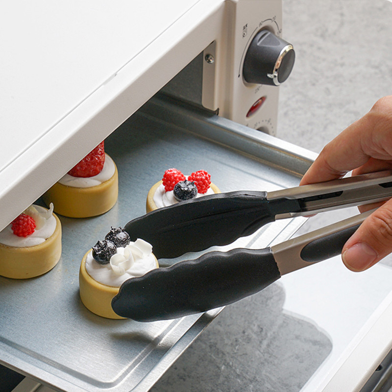 Silikoonist BBQ grilltang salatileiva serveerimistang, mittekleepuv grillklamber, roostevabast terasest tööriist Kööginõud