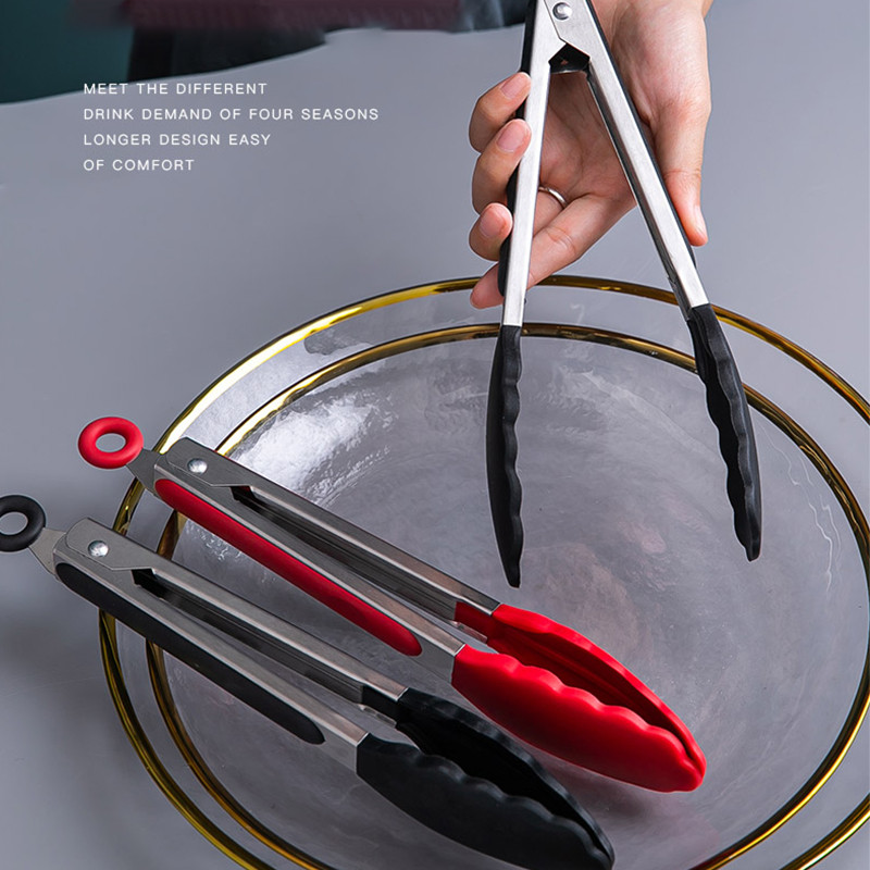 Silikoonist BBQ grilltang salatileiva serveerimistang, mittekleepuv grillklamber, roostevabast terasest tööriist Kööginõud