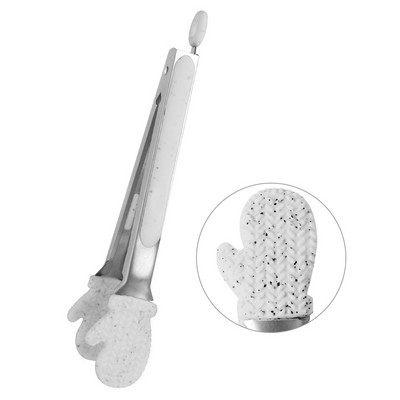 Clestă alimentară din silicon de calitate alimentară Clestă de bucătărie ustensilă Clemă pentru gătit Clemă pentru salată Instrumente pentru grătar Clemă pentru friptură de pâine din oțel inoxidabil