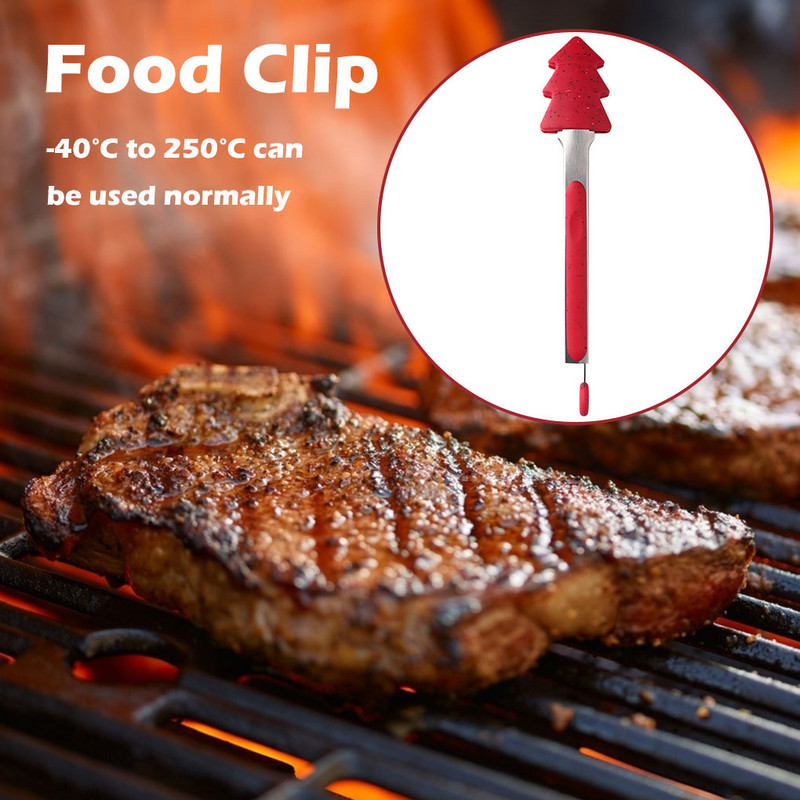 Clestă alimentară din silicon de calitate alimentară Clestă de bucătărie ustensilă Clemă pentru gătit Clemă pentru salată Instrumente pentru grătar Clemă pentru friptură de pâine din oțel inoxidabil