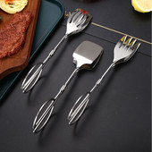 Roostevabast terasest kääritüüpi grilltangid salatikoogid leivaklambrid praad Rootsi lauas BBQ toidu valimise tööriist Köögis kasutatavad küpsetusvidinad