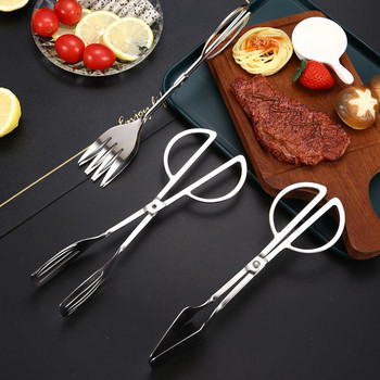 Тип ножица от неръждаема стомана Щипки за барбекю Салата Торта Хляб Щипка Пържола Шведска маса Барбекю Инструмент за избор на храна Кухненски джаджи за печене