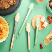 1gab Pārtikas kvalitātes silikona pārtikas standziņas Radoša neslīdoša silikona maizes knaibles Pasniegšanas knaibles Virtuves instrumenti Grilēšanas instrumenti Piederumi