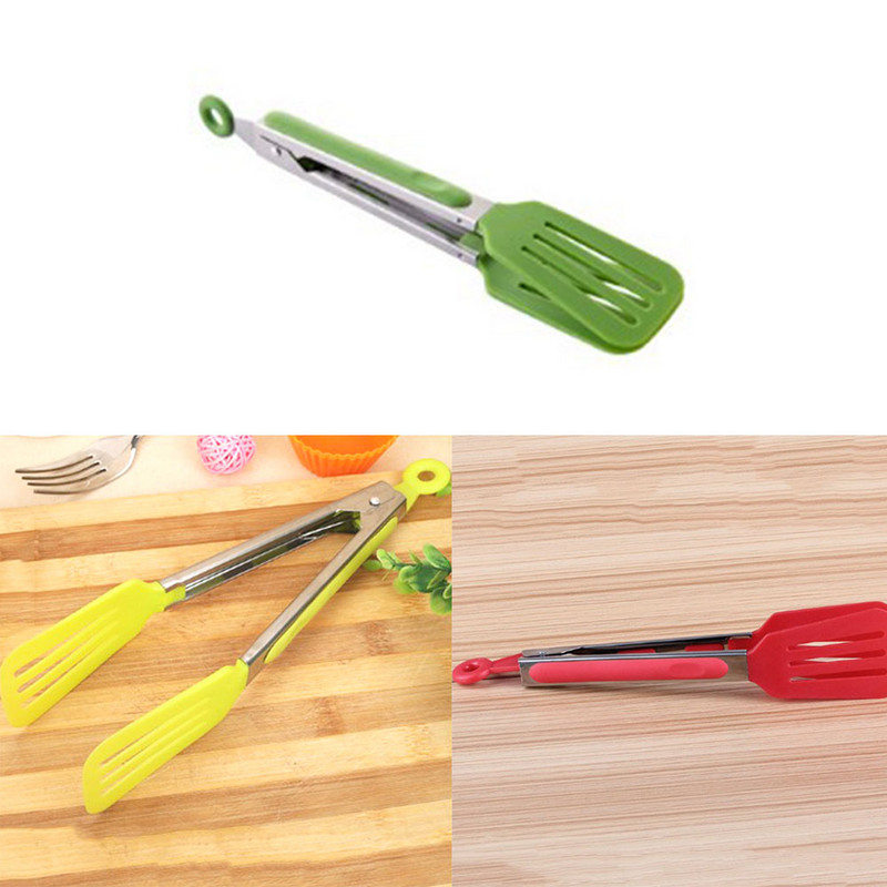 1 tk värvilised grilltangid silikoonkatte käepidemega köögitangid lukukujundusega grillklambri klamber roostevabast terasest toidutangid