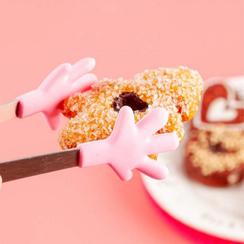 Kūrybinis silikoninis ledo kubelio spaustukas nerūdijančio plieno maisto žnyplės, skirtos salotų duonai, virtuvės indai