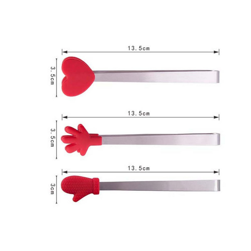 Kūrybinis silikoninis ledo kubelio spaustukas nerūdijančio plieno maisto žnyplės, skirtos salotų duonai, virtuvės indai
