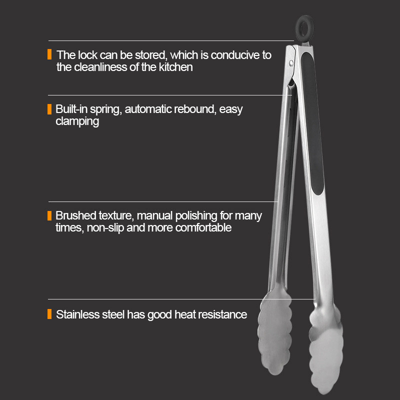 Grilltangid 7/9/12/14/16 tolline grillsalati toiduklamber 430 roostevabast terasest köögiriistad Multifunktsionaalsed grill-küpsetusvidinad