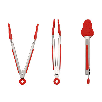 BBQ Silikoonist toidutangid Jõulupuu Jõuluvana Põder Grillimine Libisemisvastane roostevabast terasest salat Leivaklambrid Köögis küpsetusklamber