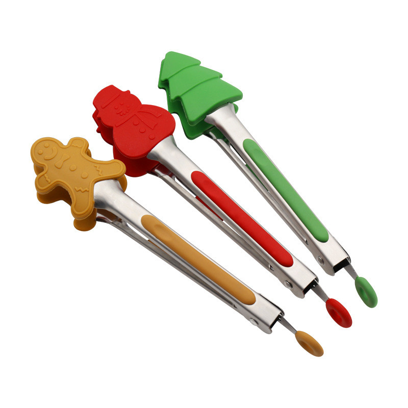 BBQ Silikoonist toidutangid Jõulupuu Jõuluvana Põder Grillimine Libisemisvastane roostevabast terasest salat Leivaklambrid Köögis küpsetusklamber