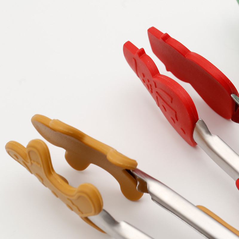 BBQ Silikoonist toidutangid Jõulupuu Jõuluvana Põder Grillimine Libisemisvastane roostevabast terasest salat Leivaklambrid Köögis küpsetusklamber