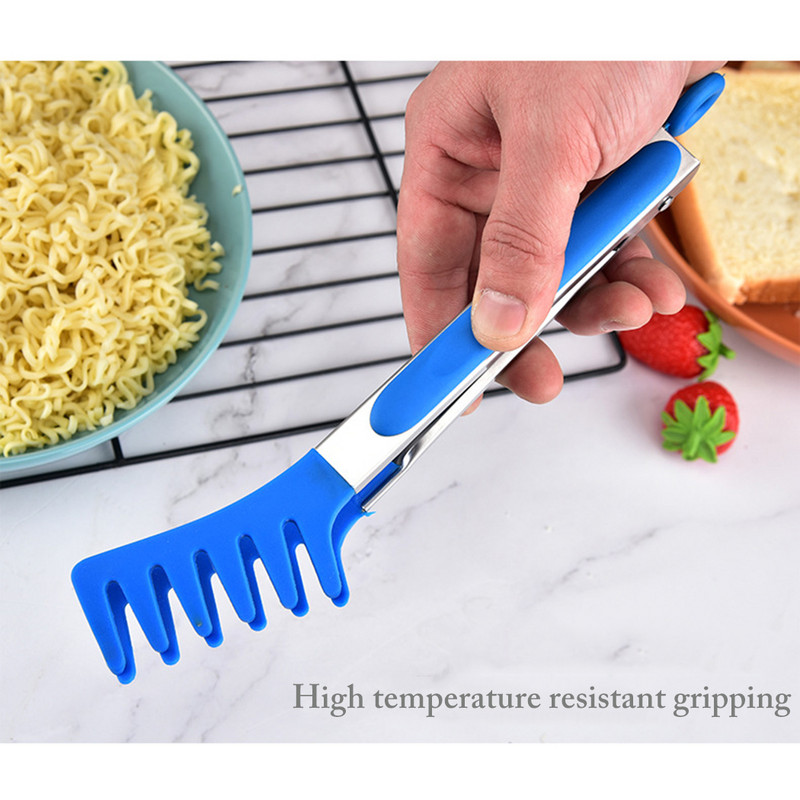 Justdolife Pasta Tongs Μύτη σιλικόνης Αντιολισθητική λαβίδα φαγητού από ανοξείδωτο ατσάλι Μακαρόνια λαβίδες μαγειρικής Κλιπ σαλάτας Εργαλεία μπάρμπεκιου