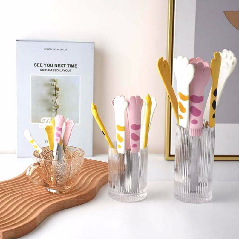 1 gab Kaķu ķepas formas pārtikas knaibles Jauki multfilmu maltīšu knaibles Nerūsējošā tērauda bārbekjū knaibles Virtuves sīkrīki Virtuves piederumi