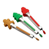 Σιλικόνη λαβίδες φαγητού Χριστουγεννιάτικη διακόσμηση για την κουζίνα Gingerbread Man Κλιπ φαγητού για ψωμί BBQ Tongs Αξεσουάρ κουζίνας