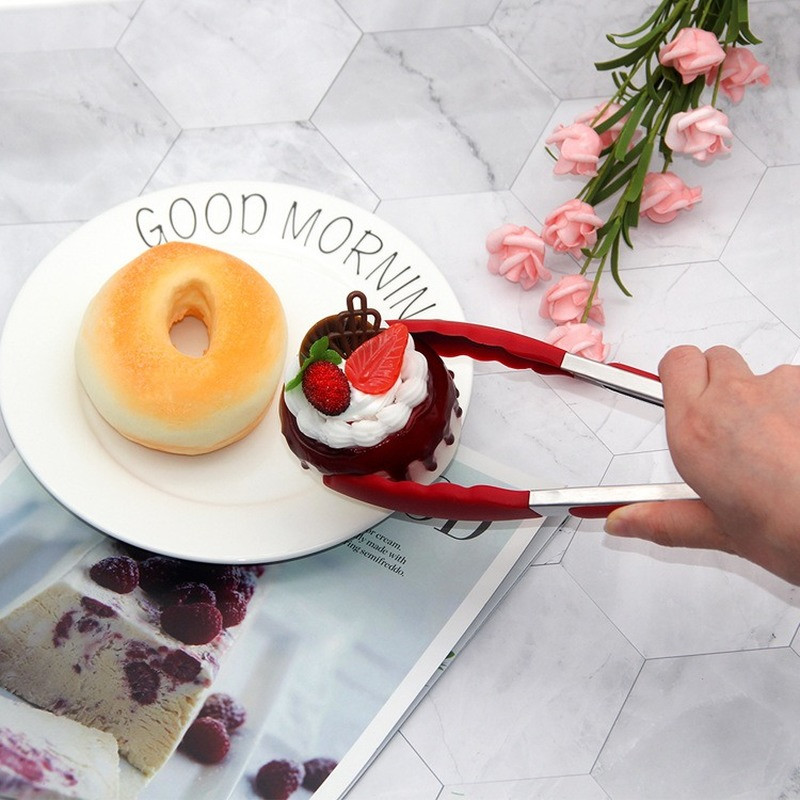 BBQ kopča za hranu od 9 inča za kuhinju, izdržljiva silikonska kopča za hranu na visokim temperaturama, kopča za roštilj, kopča za odreske, silikonska hvataljka za hranu, hvataljke