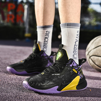 Нов модел мъжки баскетболни обувки с равна подметка и връзки