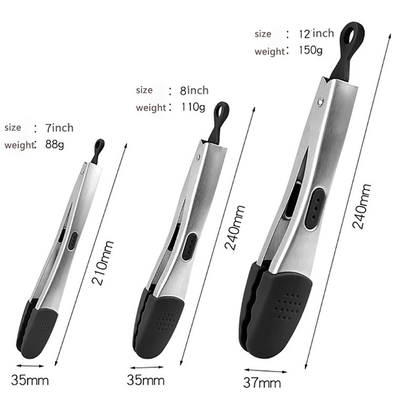 Mittekleepuvad grilltangid koos liigendilukuga silikoonist grilltangid salatileiva serveerimistangid köögiküpsetusvahendid