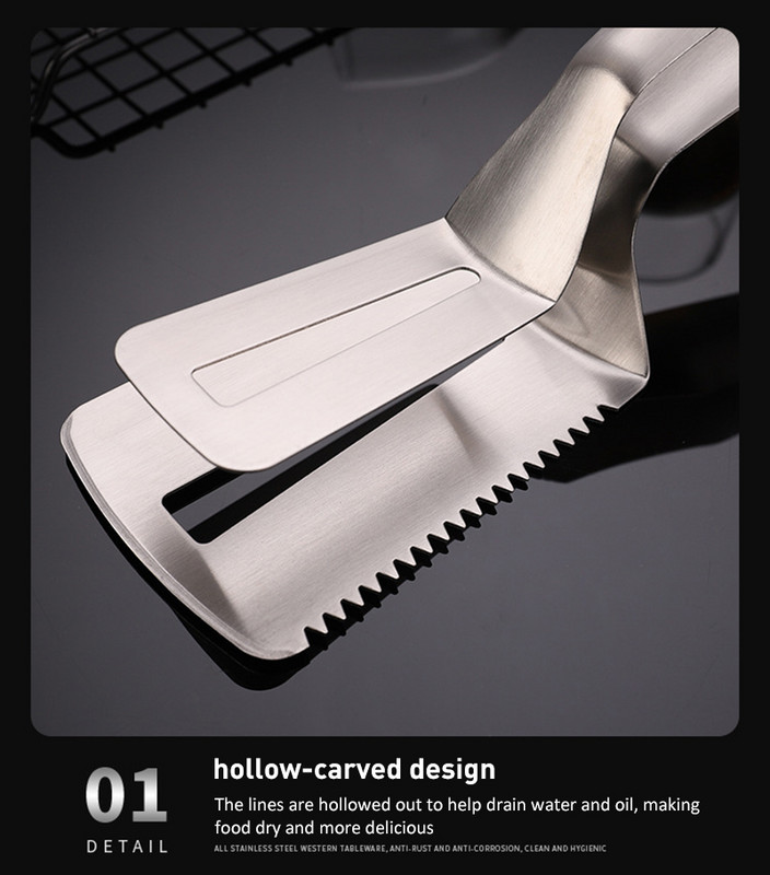 Nova kopča za odreske od nehrđajućeg čelika, kopča za lopaticu za pečenje palačinki, kopča za hranu, nazubljena lopatica, kuhinjska kopča za roštilj, kopča za kruh, kolačiće