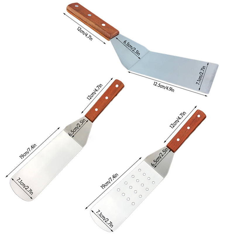 TEENRA nerūsējošā tērauda bārbekjū cepta steika lāpsta skrāpis Picas lāpstiņa olas lāpstiņa plastmasas rokturis22