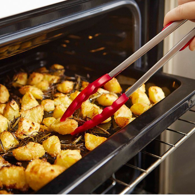 Suurus S/L Roostevabast terasest ja silikoonist toidutangid toiduvalmistamiseks Köögitangid Köögitööriistad BBQ Clip Salat