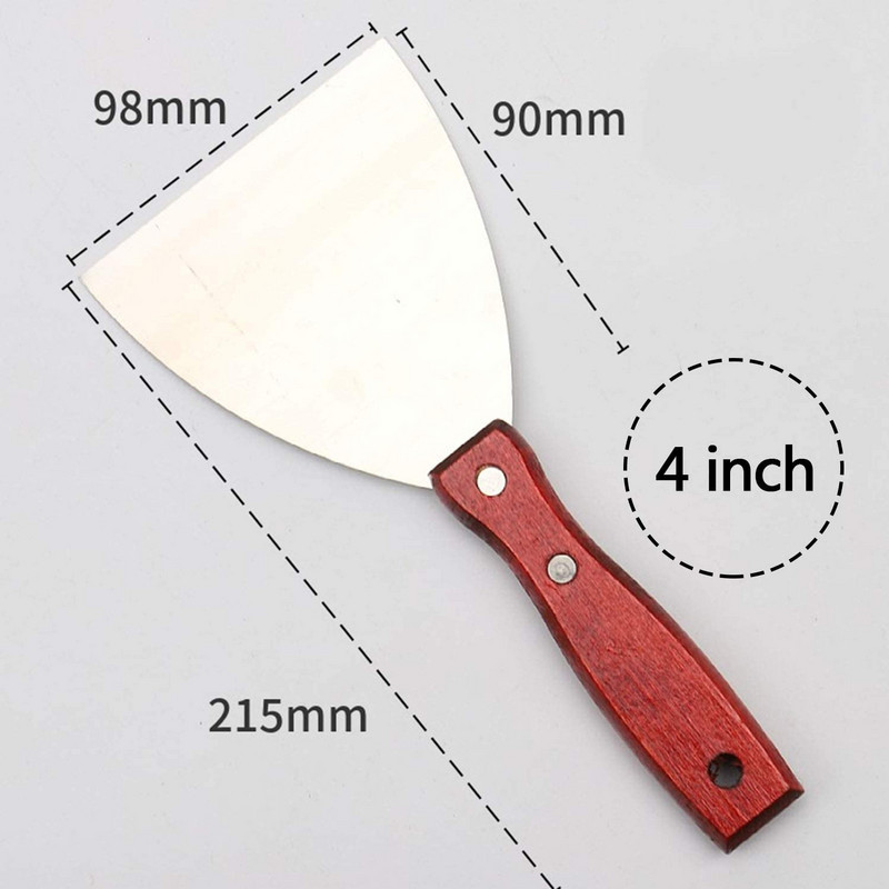 Grila skrāpis koka rokturis nerūsējošā tērauda asmens ar slīpu malu grila skrāpis nerūsējošā tērauda lāpstiņa lāpstiņa ar koka rokturiem