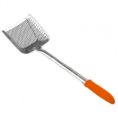 Stainless Steel Punching Long Handle Spatula Colander Kitchen Cooking Strainer