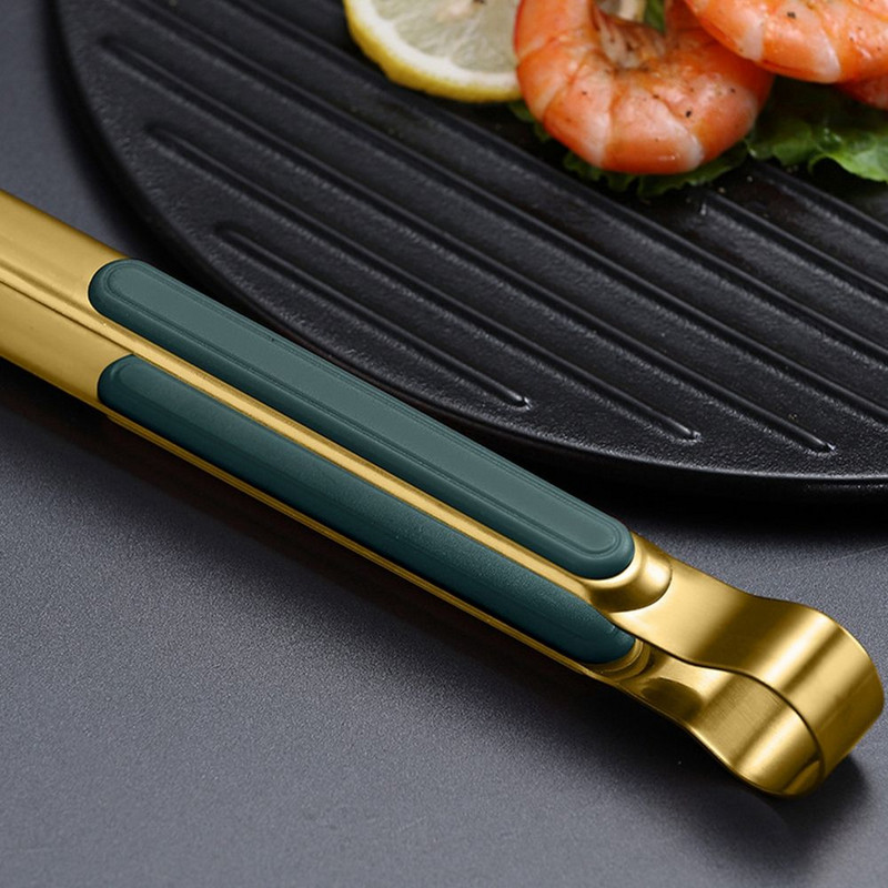 Zlatne hvataljke za hranu od nehrđajućeg čelika Neklizajuće hvataljke za posluživanje za roštilj Mesna salata Kruh Kuhinjski pribor Pribor za kuhanje