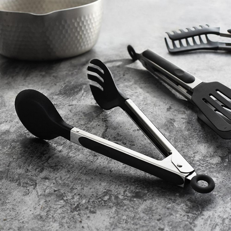 Silikoonist nailonist nuudlitangid pasta-spagettitangid toiduklambrid roostevabast terasest käepidemega toiduvalmistamisnõud köögitarvikud