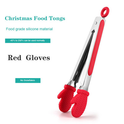 Jõulustiilis silikoonist köögitangid Küpsetamine Toiduvalmistamine Grillitangid Leivatangid Pihvitangid Grillklambrid Köögividinad