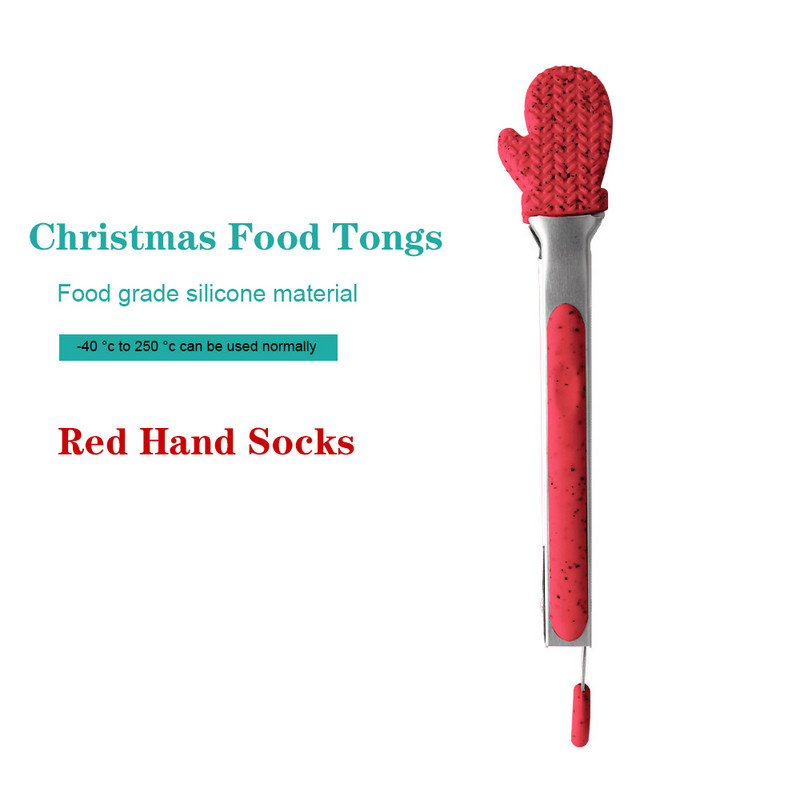 Jõulustiilis silikoonist köögitangid Küpsetamine Toiduvalmistamine Grillitangid Leivatangid Pihvitangid Grillklambrid Köögividinad
