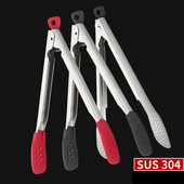 Stezaljka za hranu od nehrđajućeg čelika 304. Silikonski alat za pečenje kruha, kopča za odreske