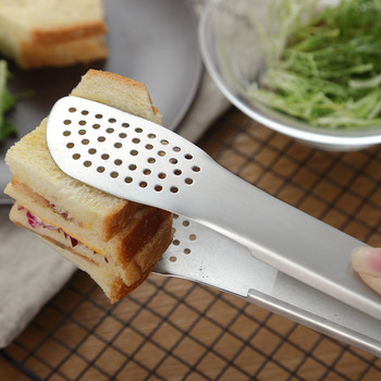 Щипка за храна от неръждаема стомана 304, силиконов инструмент за печене на скара за хляб, щипка за пържоли