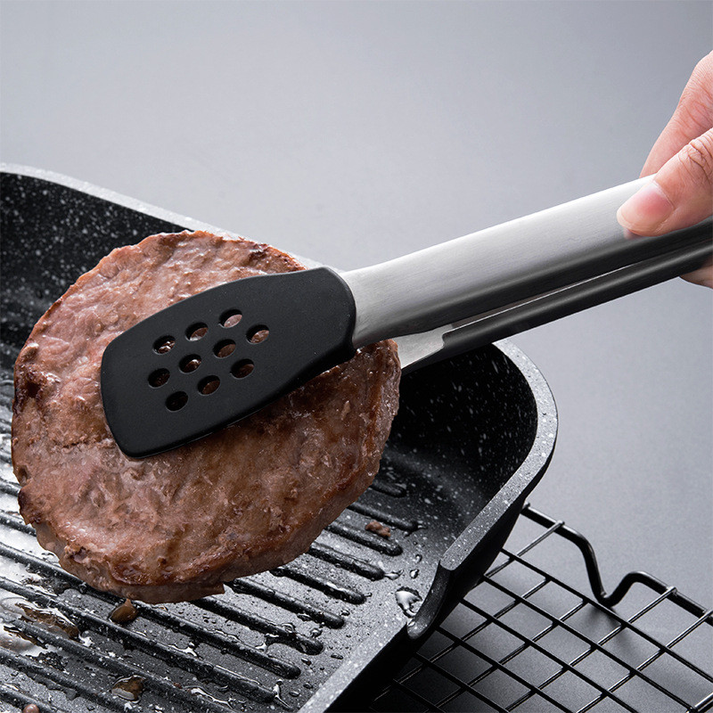 Stezaljka za hranu od nehrđajućeg čelika 304. Silikonski alat za pečenje kruha, kopča za odreske