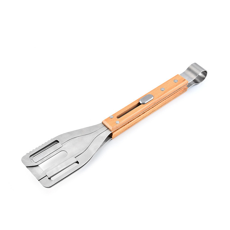 Πολυλειτουργικό SS BBQ Clip Σφιγκτήρας τροφίμων με λαβή ξύλου οξιάς Εργαλείο μπάρμπεκιου πολλαπλών χρήσεων