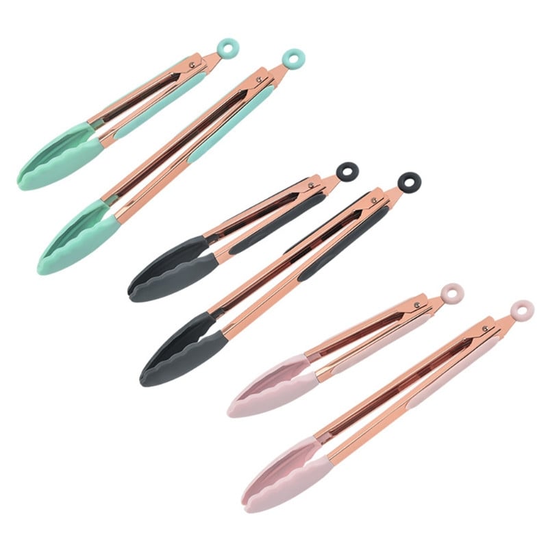 Roostevabast terasest silikoonotstega köögitoit BBQ toiduvalmistamistangid grillklamber 367A