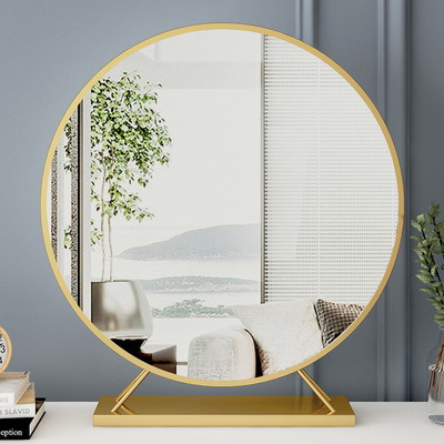 Round cosmetic mirror with stand